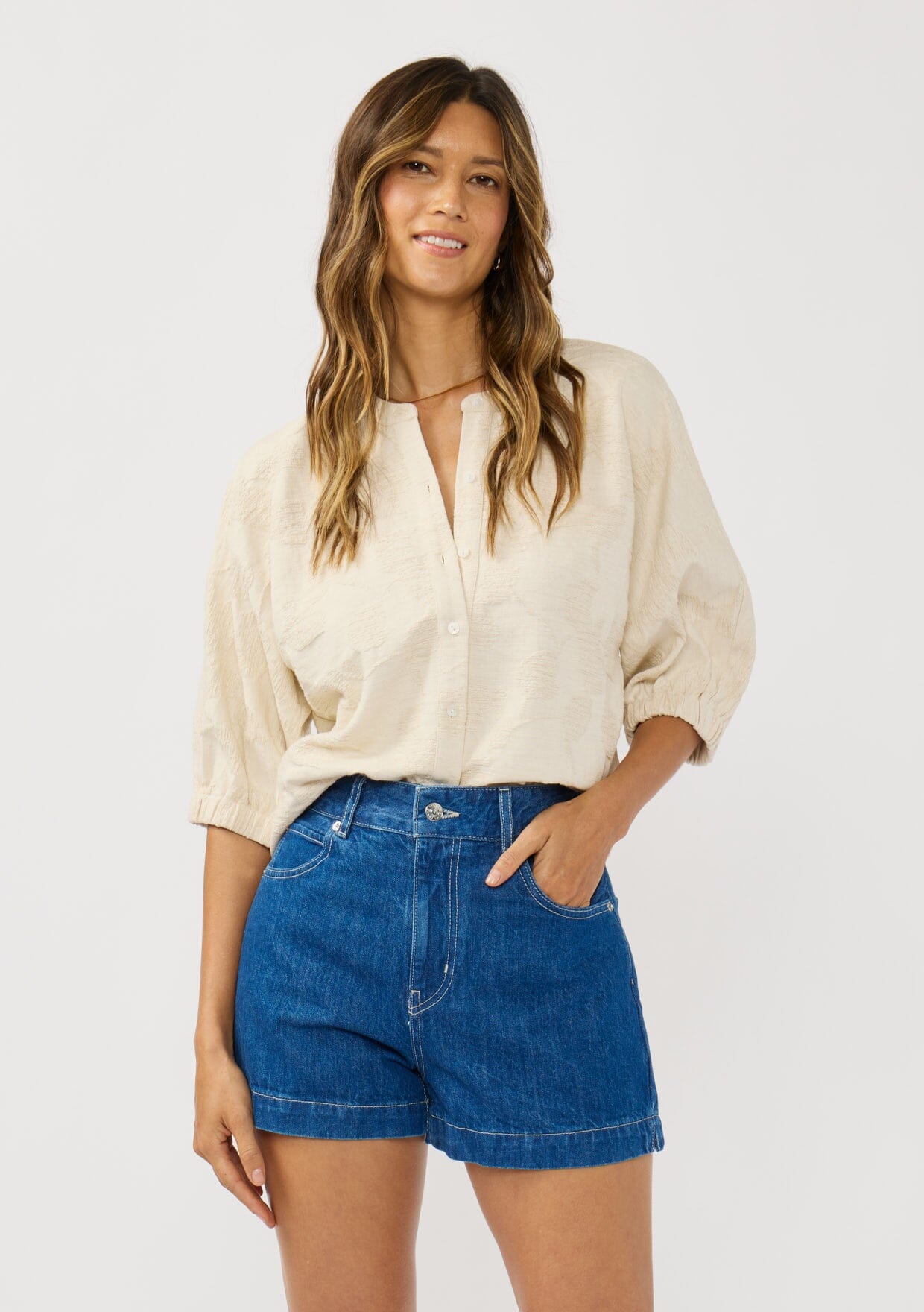 Stevie Button Front Top
