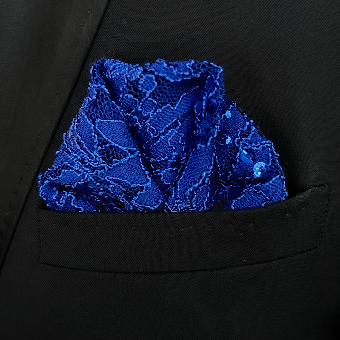 Cobalt Lace Pocket Square