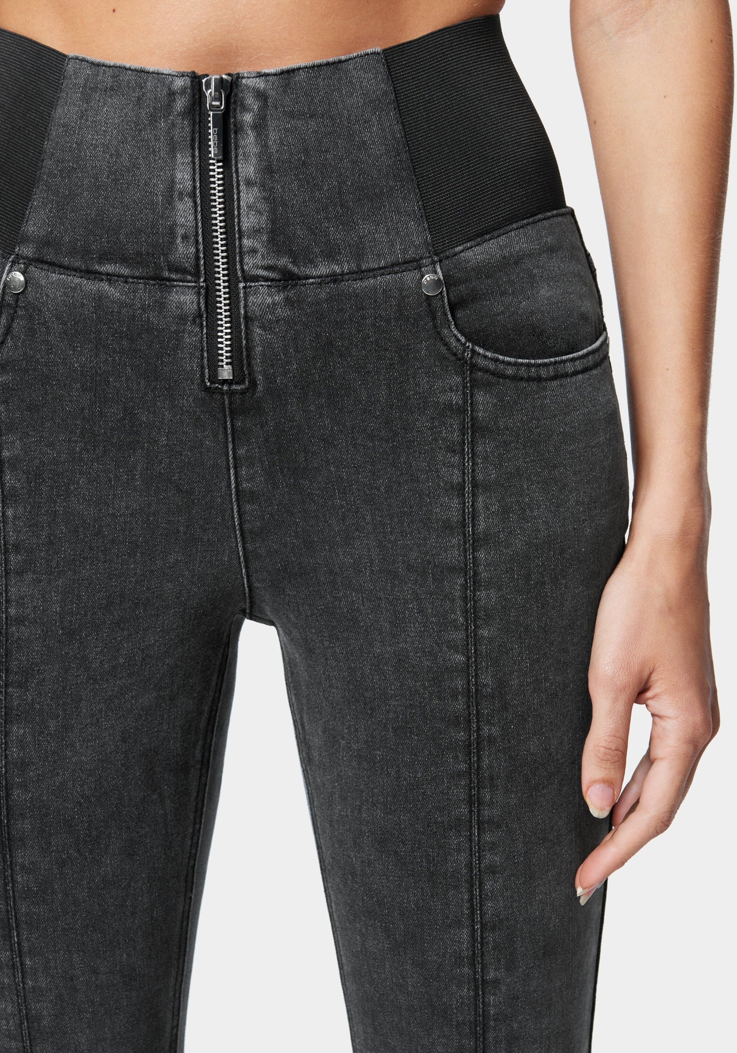 Zip Front Elastic Skinny Jean