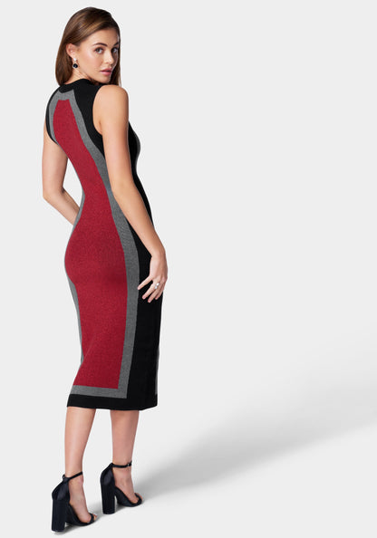 Metallic Inset Sweater Dress
