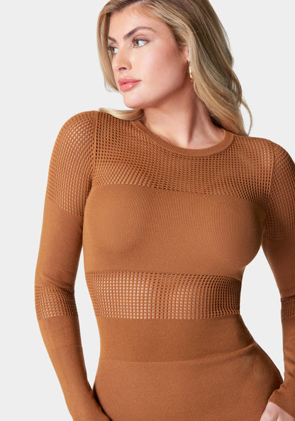 Pointelle Panel Midi Dress