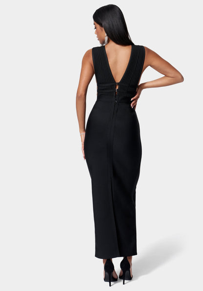 Luxe Bandage Plunge Neck Gown