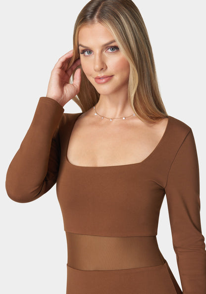 Square Neck Mesh Inset Dress