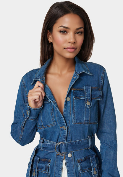 Semi Fitted Utility Denim Jacket