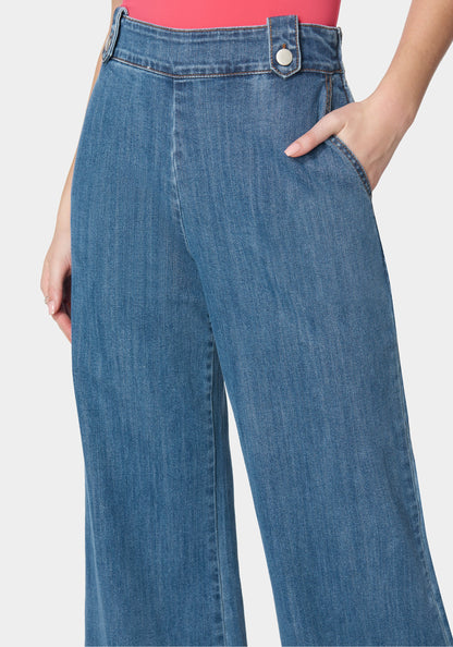 High Waist Ultra Wide Leg Light Weight Denim