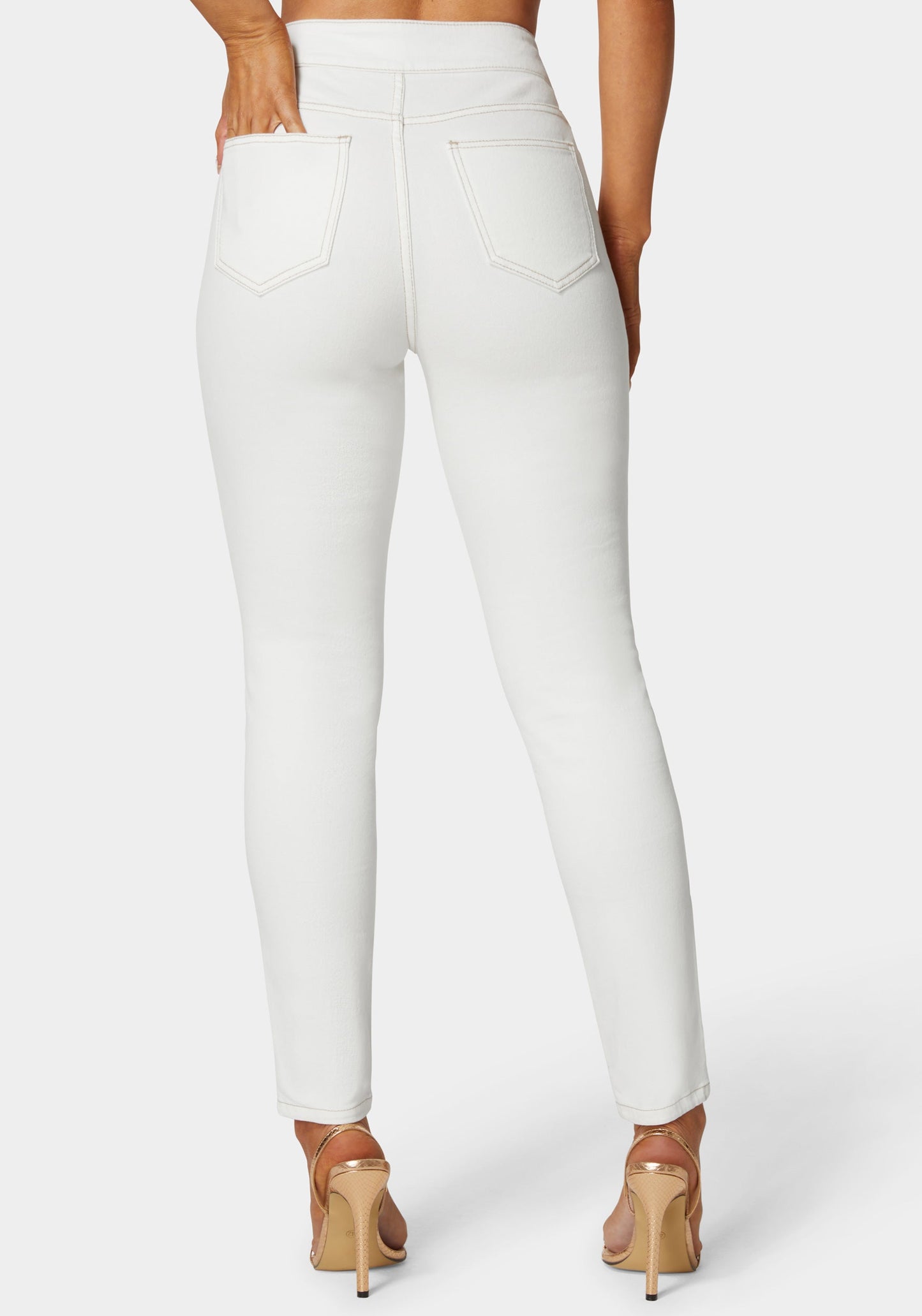 Natural Waist Tab Detail Skinny Jeans