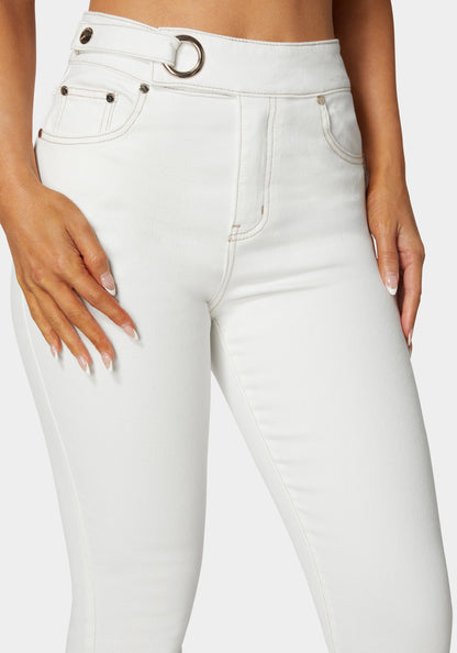Natural Waist Tab Detail Skinny Jeans