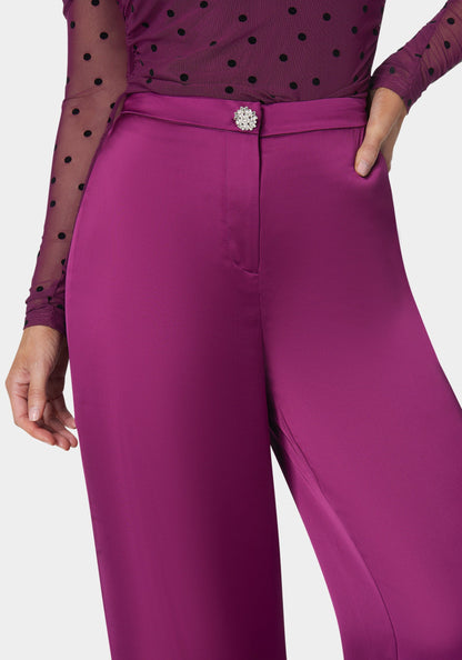 High Waist Satin Wide Leg Pant