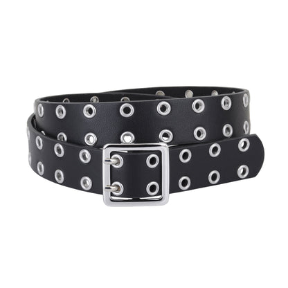 Melody Faux Leather Grommet Belt Black
