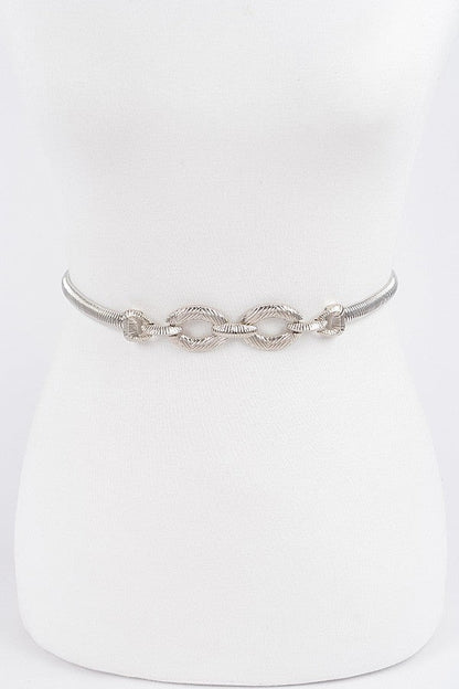 Maribel Chain Link Metal Stretch Belt Silver