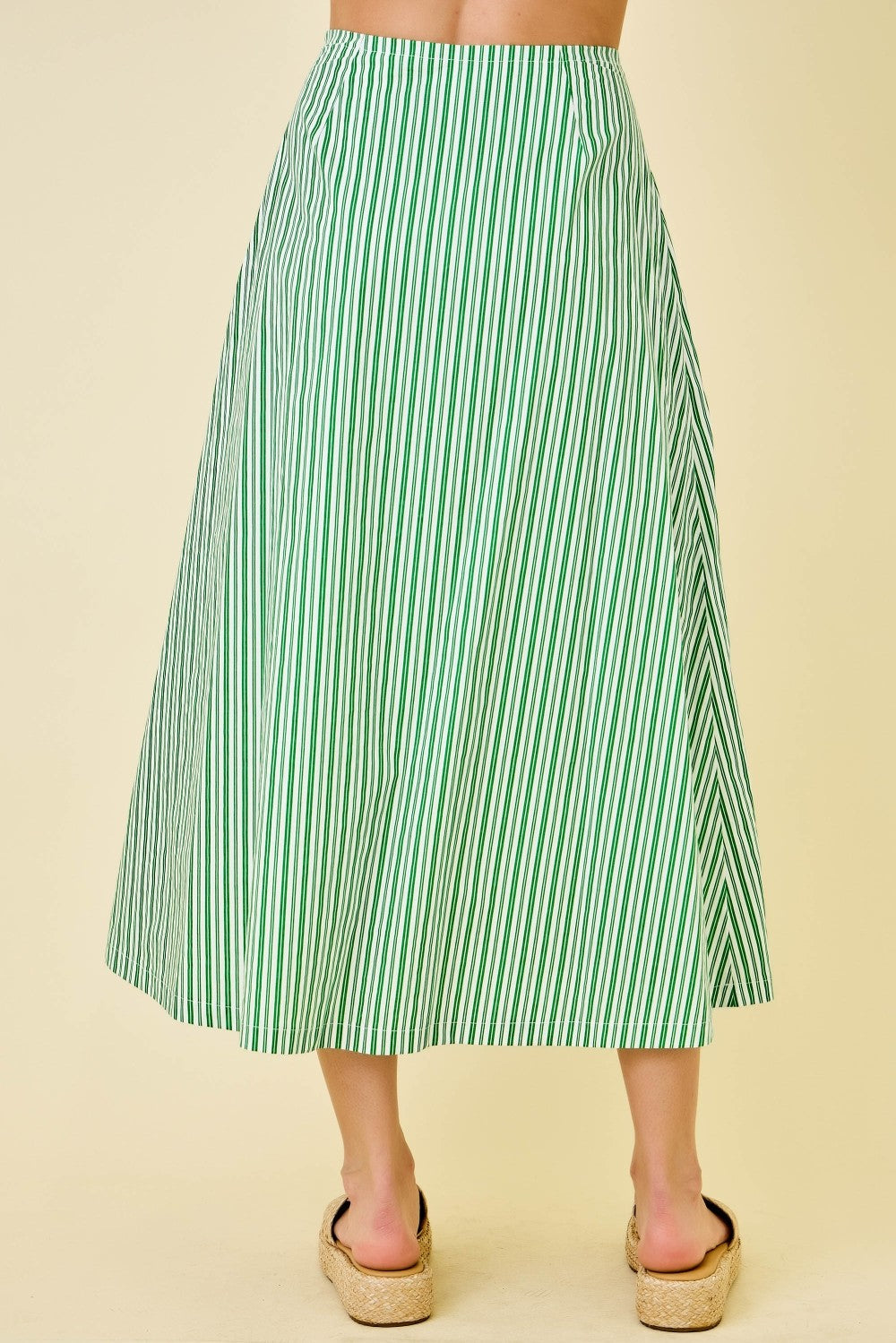 Tiffany High Waist Stripe Print Maxi Skirt Green