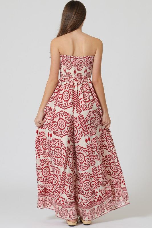 Gracen Sleeveless Back Tie Abstract Print Wide Leg Jumpsuit Ivory