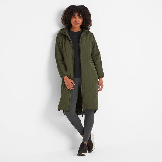 Banton Womens Oversized Shower Resistant Insulated Jacket - Dark Green