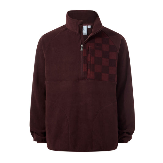 Barker Mens Midweight Microfleece Half Zip Pullover - Deep Brown