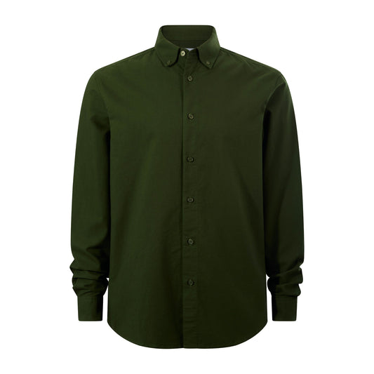 Barry Mens Long Sleeved Cotton Oxford  Shirt - Leaf Green