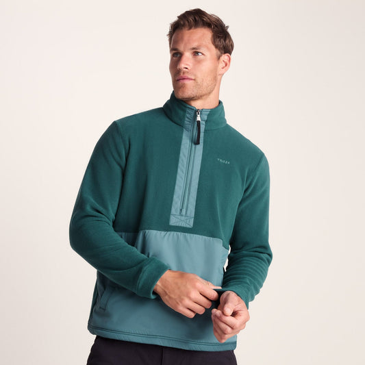 Dowson Mens Relaxed Fit Microfleece Zip Neck - Hydro Blue/Dark Turquoise