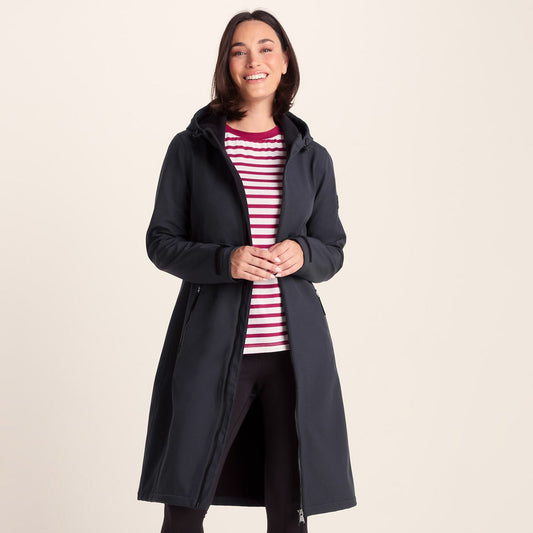 Enya Womens Longline Waterproof Softshell Jacket - Dark Indigo
