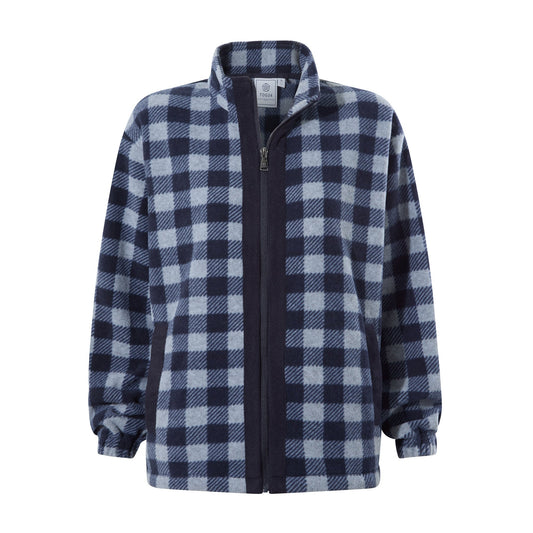Firan Womens Fleece Jacket - Grey Melange/Navy Gingham