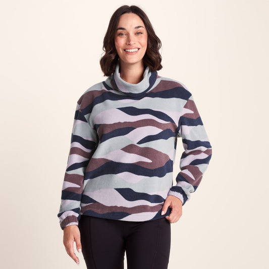 March Womens Relaxed Fit Microfleece Pullover - Landscape Print