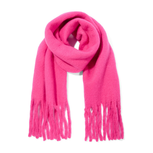 Marlene Heavyweight Brushed Colour Block Blanket Scarf - Rich Pink