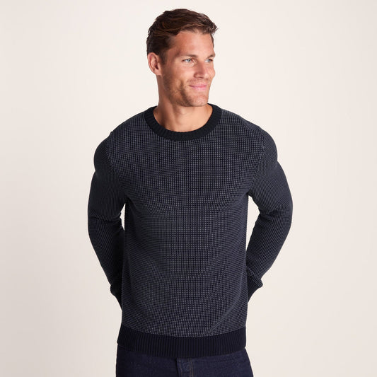 Richie Mens Knitted Crew Neck jumper - Dark Indigo