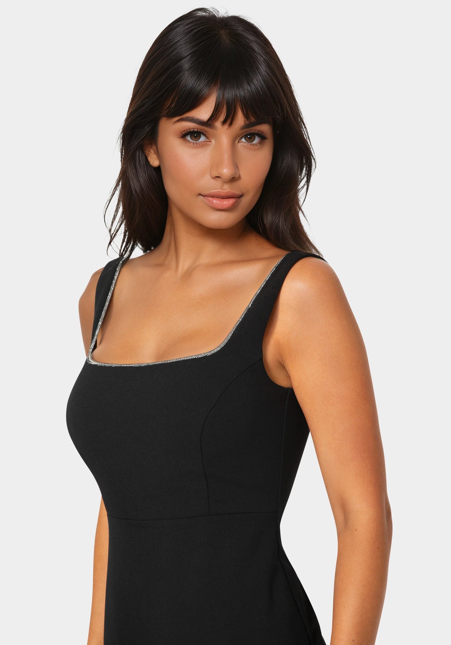 Square Neck Maxi Dress with Rhinestone