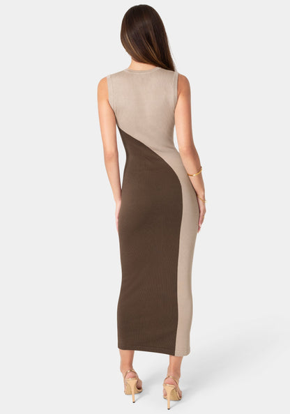Colorblock Sleeveless Maxi Dress