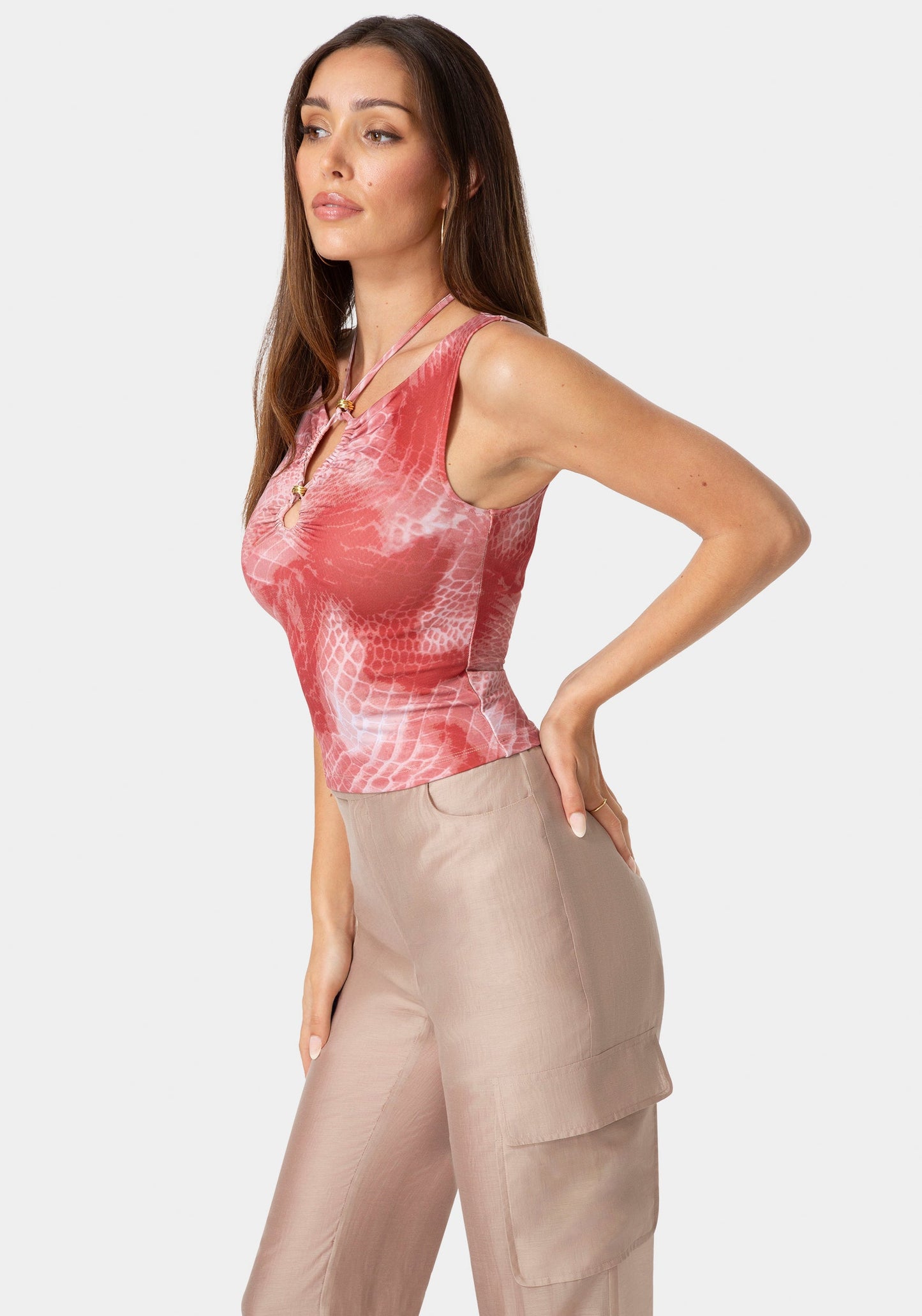 Neck Tie Fitted Top