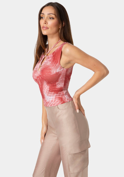 Neck Tie Fitted Top