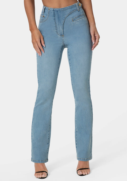 Natural Waist Straight Leg Jeans