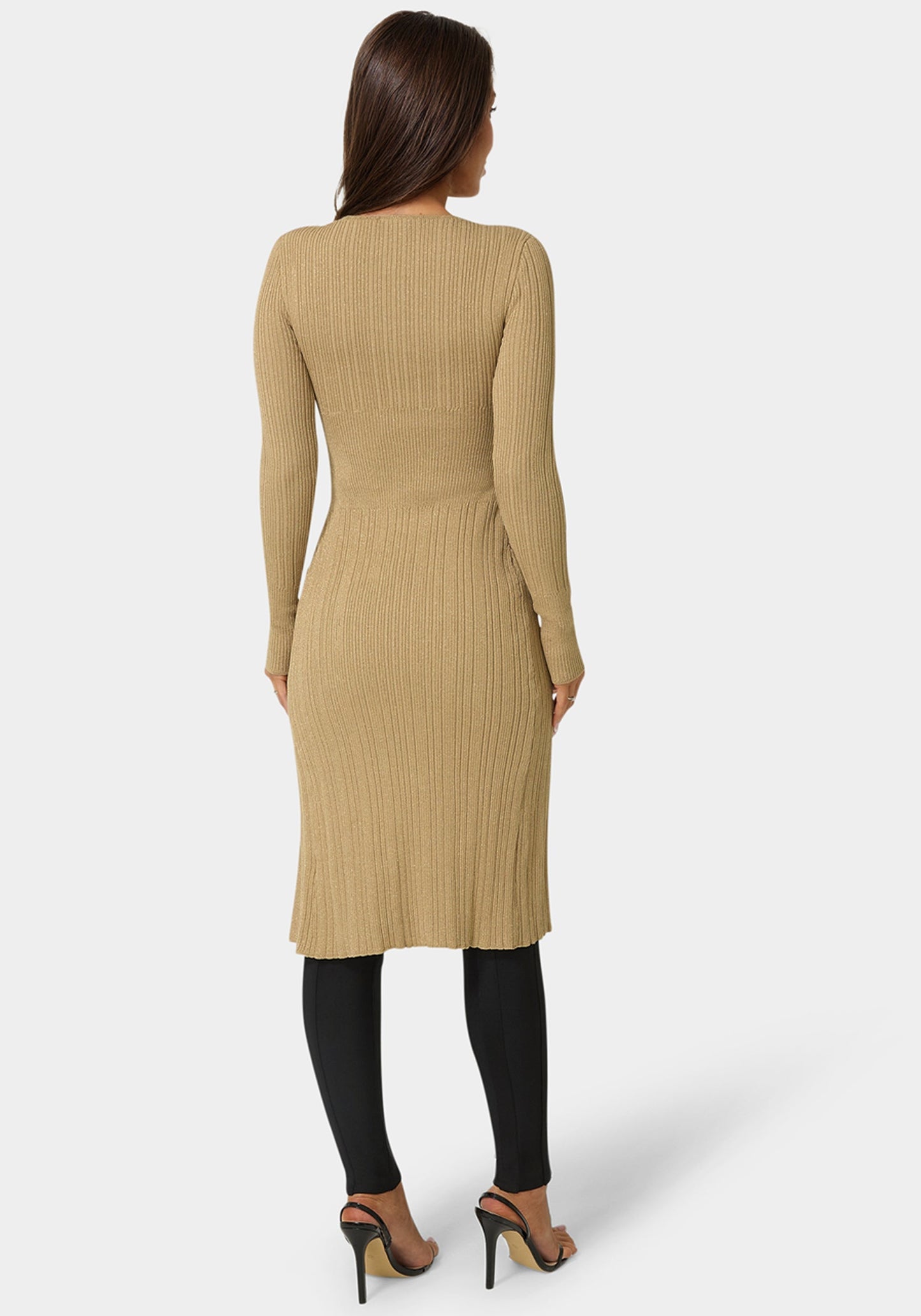 Long Body Side Slit Lurex Sweater Top