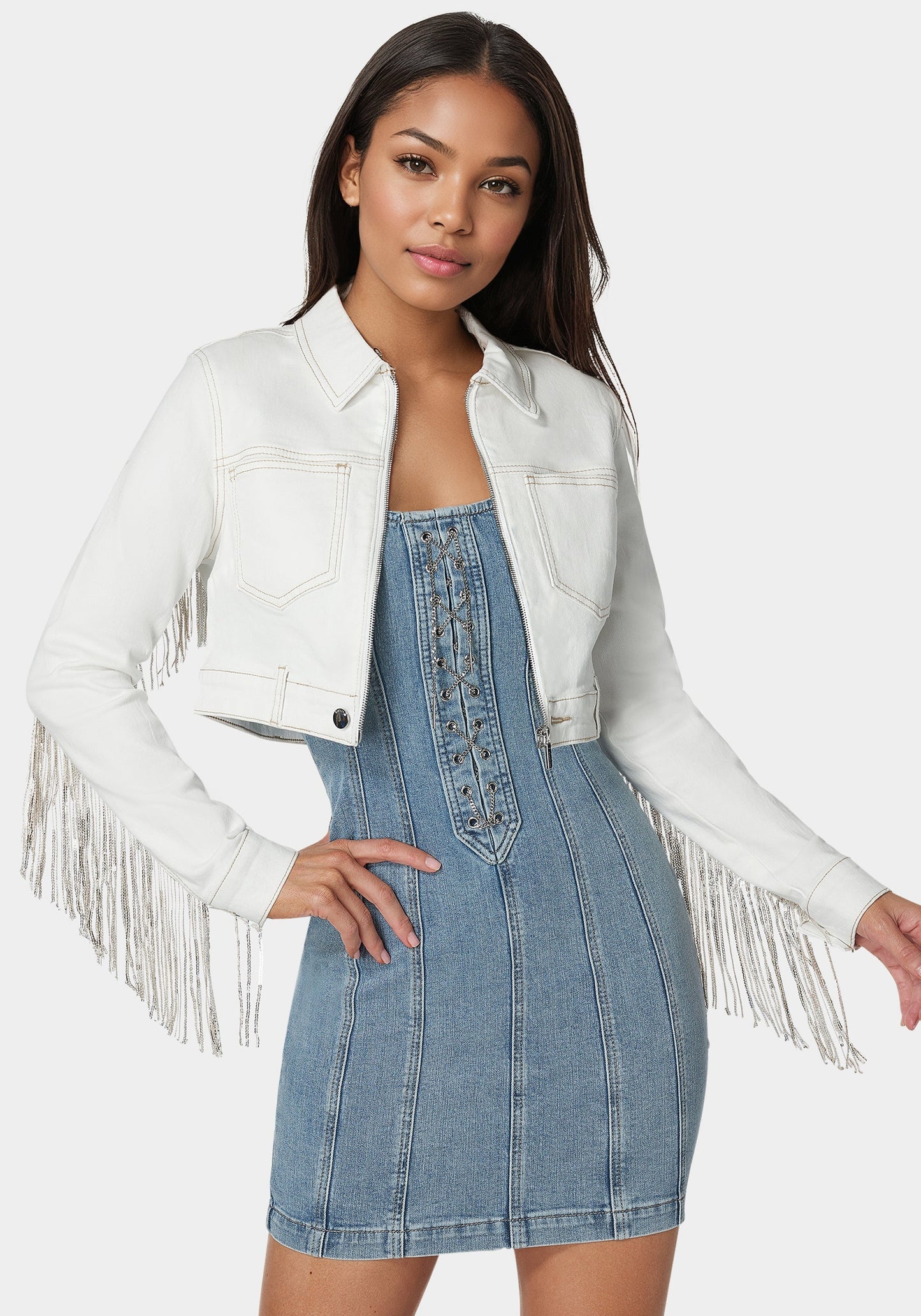 Sequin Fringe Denim Jacket