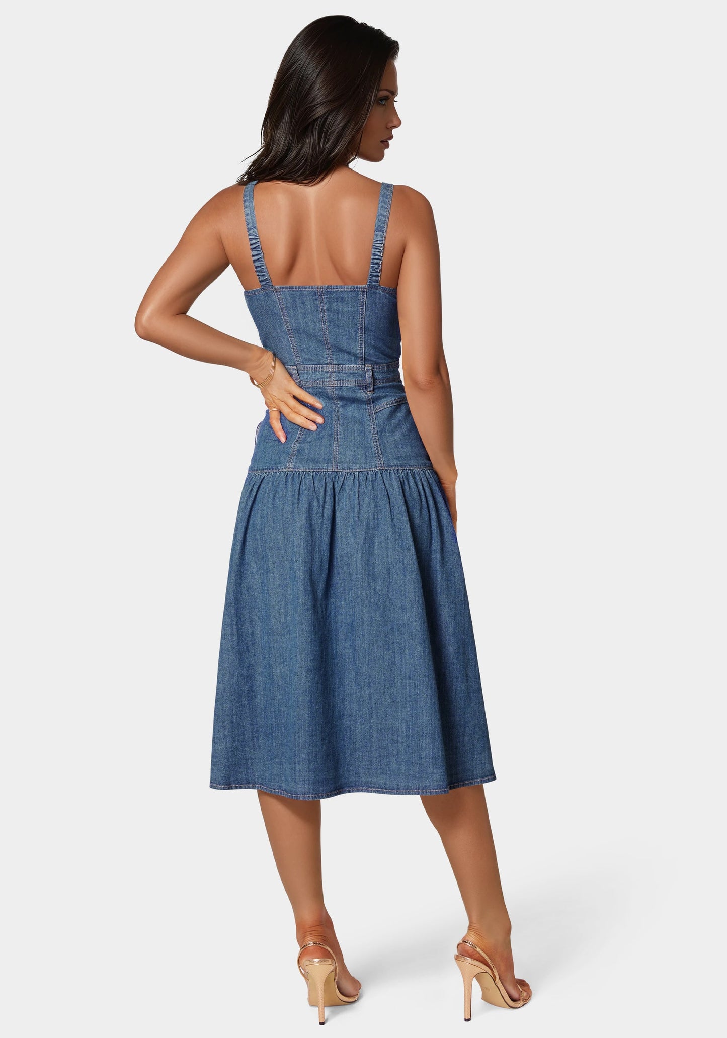 Front Snap Maxi Denim Dress