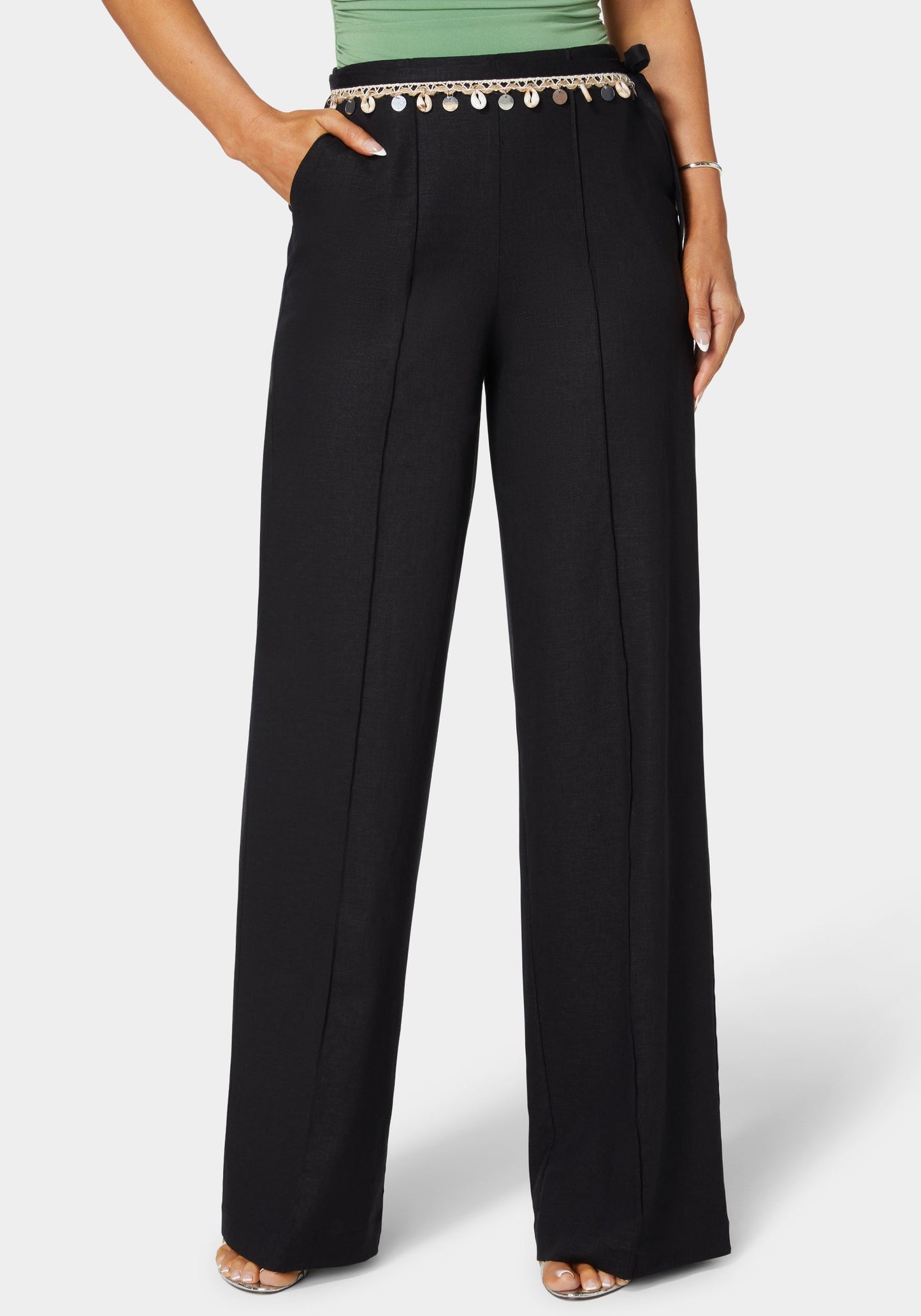 High Waist Linen Straight Leg Pant