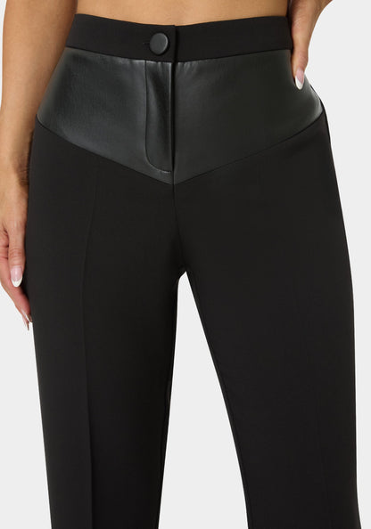 Vegan Leather Combo Straight Leg Trouser