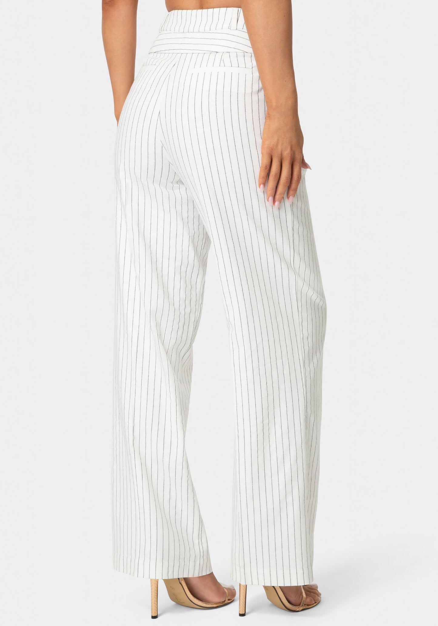 Tailored Pinstripe Straight Wide Leg Pant