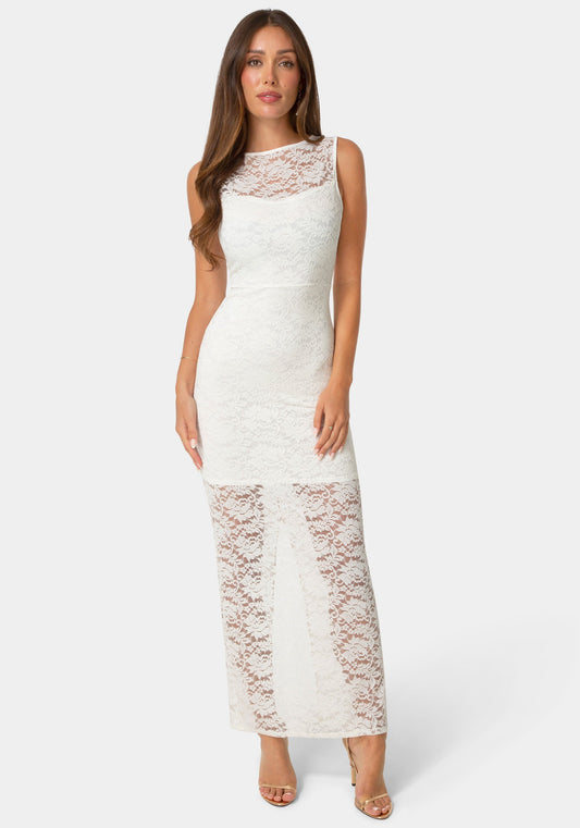 Lace Racer Sleeveless Maxi Dress