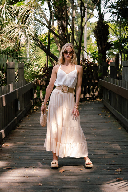 Alyce Sleeveless Surplice Neckline Racerback Top White