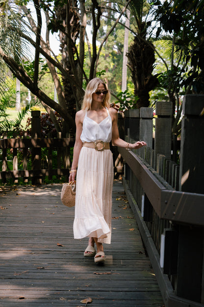 Alyce Sleeveless Surplice Neckline Racerback Top White