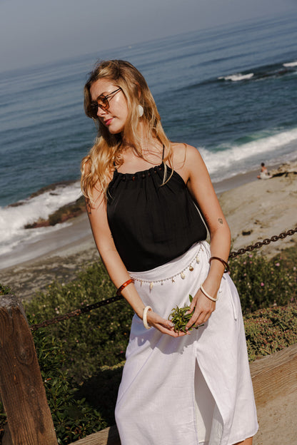Josephine Sleeveless Pleated Top Black