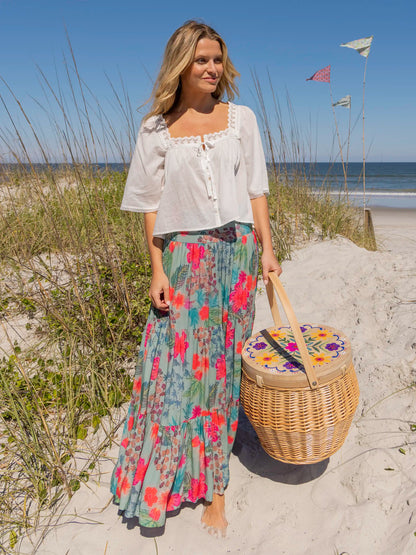 Hanna Convertible Maxi Skirt - Neon Tropical Floral