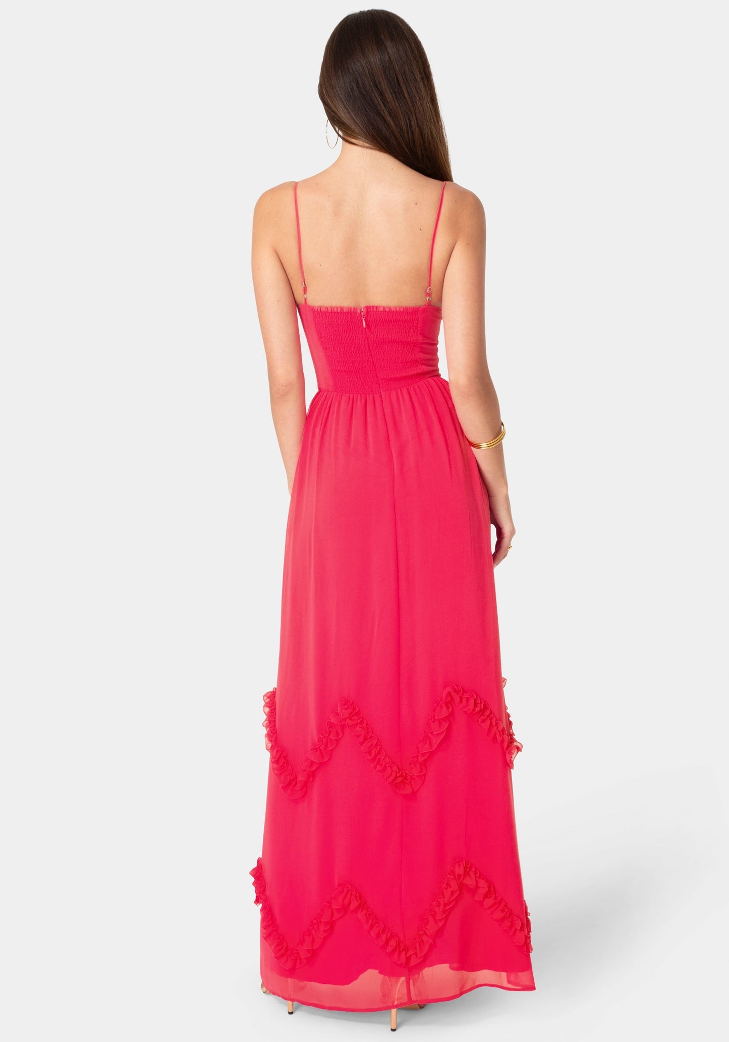 Soft Ruffle Corset Maxi Dress