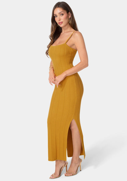 Knit Square Neck Bodycon Maxi Dress