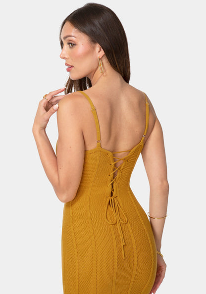 Knit Square Neck Bodycon Maxi Dress