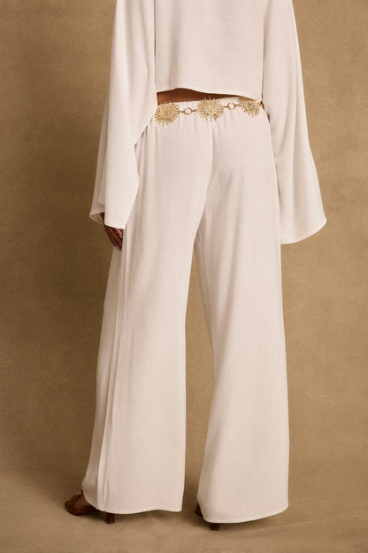 Clear Breeze White Linen Pants