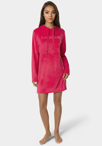Velour Hooded Rhinestone Sleep & Lounge Dress