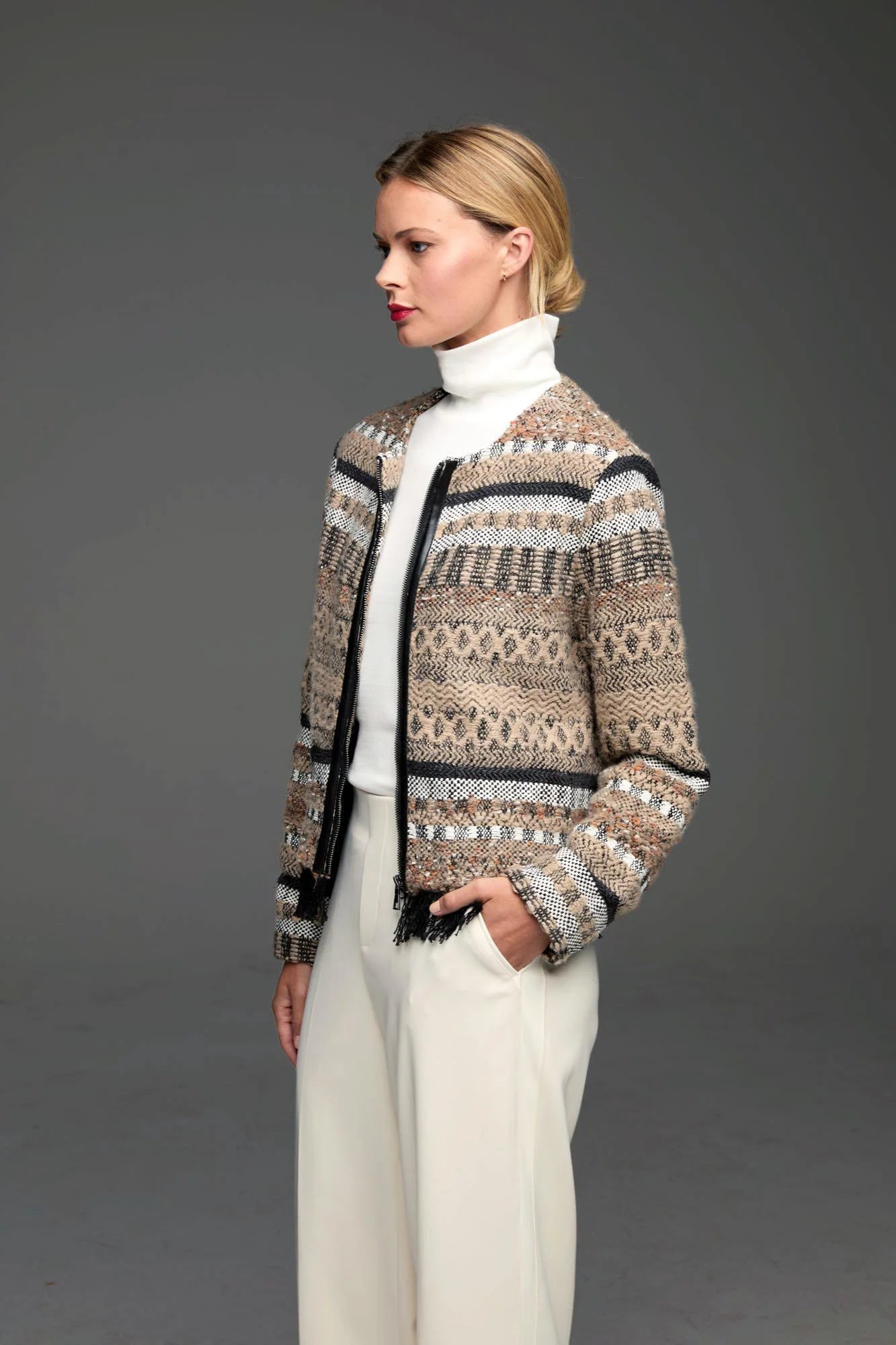 Gold Label Knit Weaving Trimmed Jacket