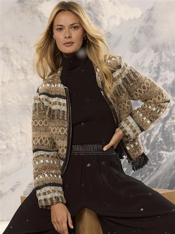 Gold Label Knit Weaving Trimmed Jacket