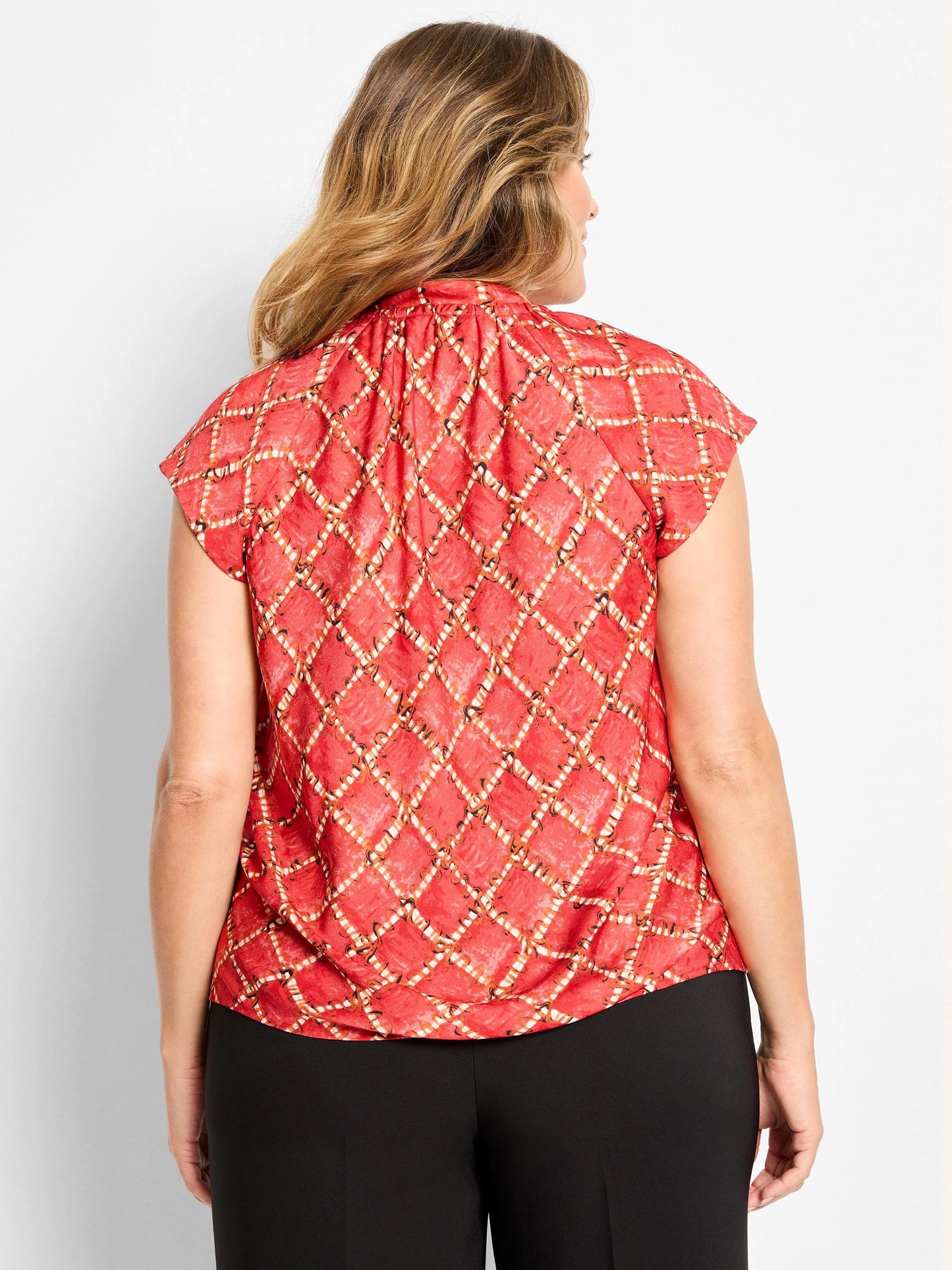 Squiggle Check Cap Sleeve Top