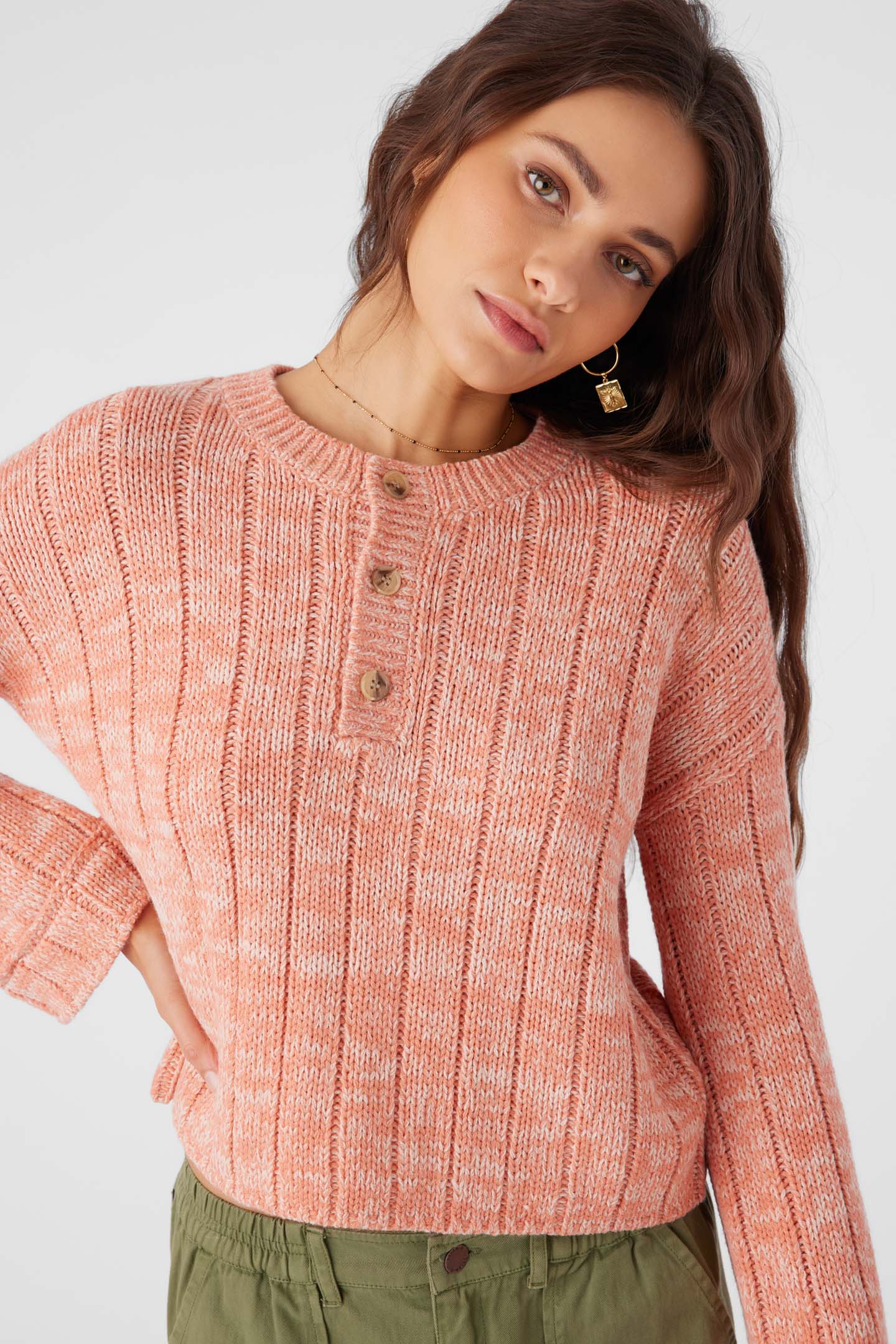 Oceanfront Henley Long Sleeve Sweater